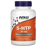 Амінокислота Now Foods 5-HTP (гідроксітріптофан), 50 мг, 180 вегетаріанських капсул (NOW-00101)