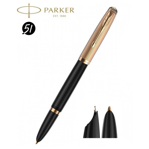 Ручка пір'яна Parker PARKER 51 Premium Black GT  FP18 F (57 011)