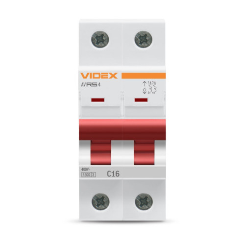 Автоматичний вимикач Videx RS4 RESIST 2п 16А С 4,5кА (VF-RS4-AV2C16)