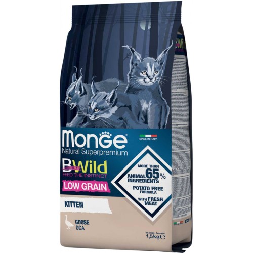 Сухий корм для кішок Monge Cat Bwild Low Grain kitten з м'ясом гуски 1.5 кг (8009470012041)