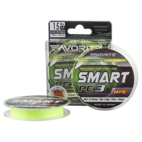 Шнур Favorite Smart PE 3x 150м 0.3/0.09mm 6lb/2.9kg Fl.Yellow (1693.10.53)