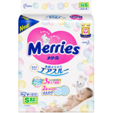 Підгузок Merries для дітей S 4-8 кг 82 шт (553089)