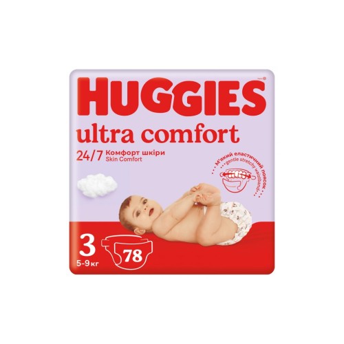 Підгузок Huggies Ultra Comfort 3 (4-9 кг) Mega 78 шт (5029053548760)