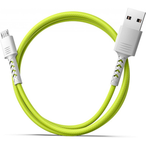 Дата кабель USB 2.0 AM to Micro 5P 1.0m Soft white/lime Pixus (4897058531176)