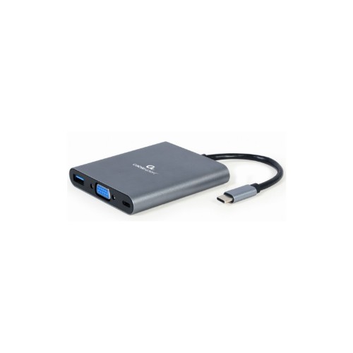 Концентратор Cablexpert USB-C 6-in-1 (Hub3.1/HDMI/VGA/PD/card-reader/audio) (A-CM-COMBO6-01)