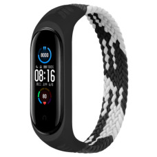 Ремінець до фітнес браслета BeCover Elastic Nylon Style для Xiaomi Mi Smart Band 5/6 (Size L) Black-White (706158)