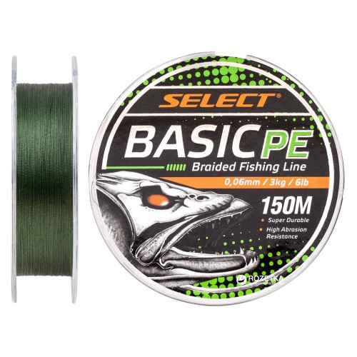 Шнур Select Basic PE 150m Dark Green 0.06mm 6lb/3kg (1870.18.19)