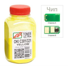 Тонер OKI C301/321, 50г Yellow+chip AHK (1505328)