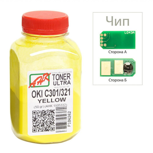 Тонер OKI C301/321, 50г Yellow+chip AHK (1505328)