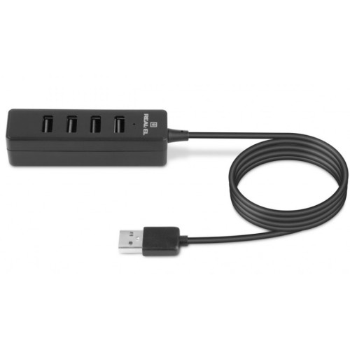 Концентратор REAL-EL HQ-174 USB-A 2.0 1.2m black (EL123110006)