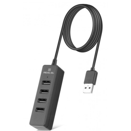 Концентратор REAL-EL HQ-174 USB-A 2.0 1.2m black (EL123110006)