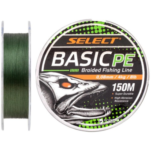 Шнур Select Basic PE 150m Dark Green 0.08mm 8lb/4kg (1870.18.20)