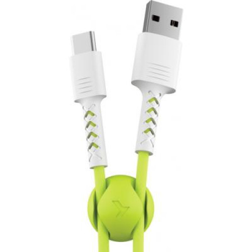 Дата кабель USB 2.0 AM to Type-C 1.0m Soft white/lime Pixus (4897058531169)