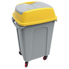 Контейнер для сміття Planet Household Hippo сірий з жовтим на колесах 70 л (6923)