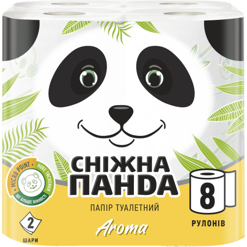 Туалетний папір Сніжна Панда Aroma 2 шари 8 рулонів (4823019008333)