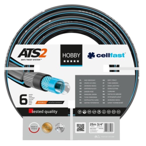 Шланг для поливу Cellfast HOBBY ATS, 3/4', 25м, 6 шарів, до 30 Бар, -20…+60°C (16-220)