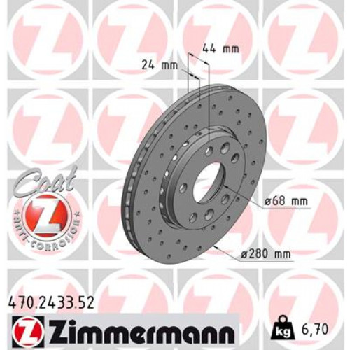 Гальмівний диск ZIMMERMANN 470.2433.52