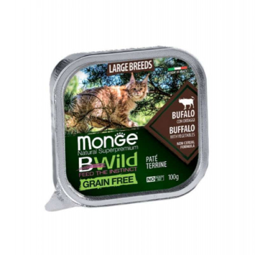Паштет для котів Monge BWild Grain Free Wet Buffalo Large Breeds 100 г (8009470012850)