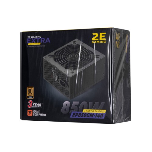 Блок живлення 2E GAMING EXTRA POWER (850W), >90, 80+ Gold, 140mm, 1xMB 24pin(20+4), 2xCPU 8pin(4+4), 4xMolex, 6x (2E-EP850GM-140)