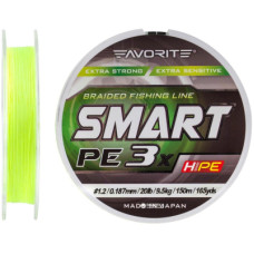 Шнур Favorite Smart PE 3x 150м 1.2/0.187mm 20lb/9.5kg Fl.Yellow (1693.10.59)