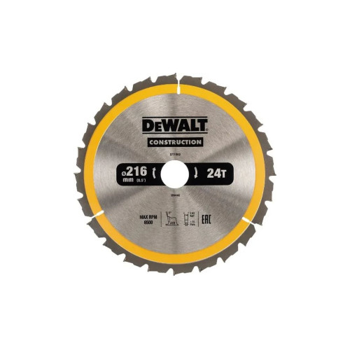 Диск пильний DeWALT CONSTRUCTION 216 х 30 мм, 24z (ATB) - 5 градусів (DT1952)