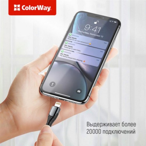 Дата кабель USB Type-C to Lightning 2.0m ColorWay (CW-CBPDCL036-GR)