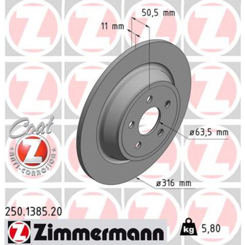 Гальмівний диск ZIMMERMANN 250.1385.20