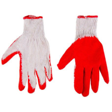 Захисні рукавички Top Tools бавовна, гумове покриття, червоні, р.9 (83S203)