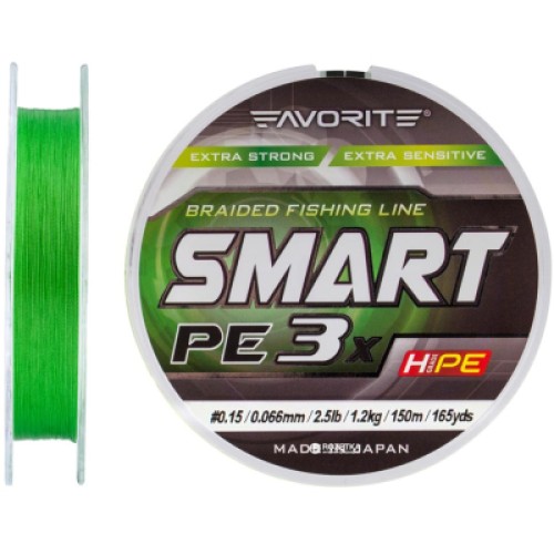 Шнур Favorite Smart PE 3x 150м 0.15/0.066mm 2.5lb/1.2kg Light Green (1693.10.60)