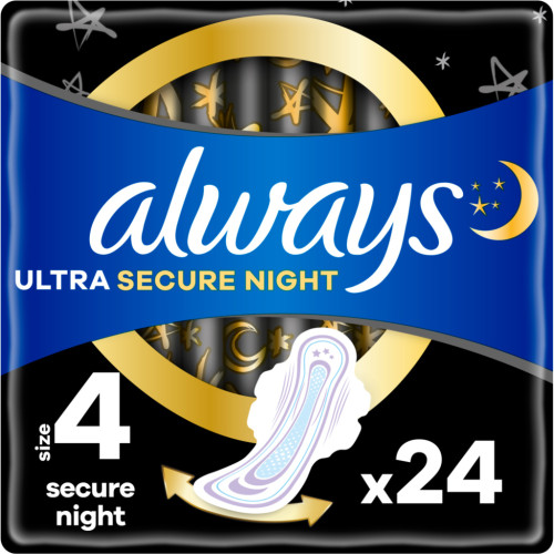 Гігієнічні прокладки Always Ultra Secure Night (Розмір 4) 24 шт. (8006540093764)