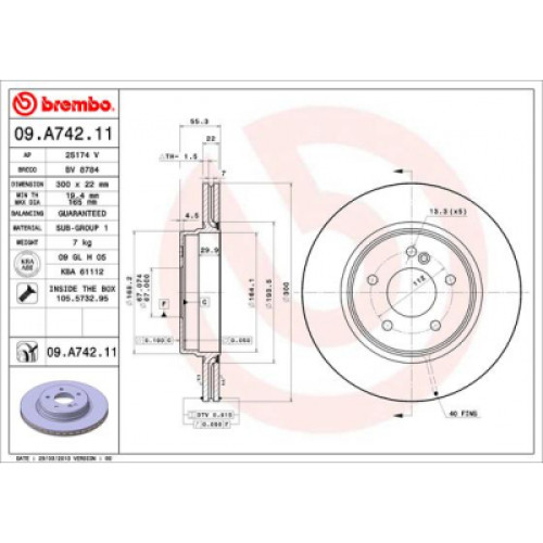 Гальмівний диск Brembo 09.A742.11