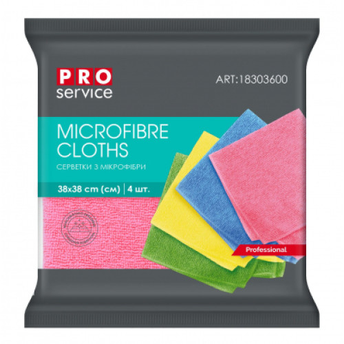 Серветки для прибирання PRO service Professional з мікрофібри мікс кольорів 4 шт. (4823071631449)