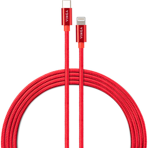 Дата кабель USB-C to Lightning 1.0m 20W Nylon Red Vinga (VCDCCLM531)