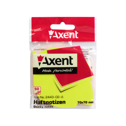 Папір для нотаток Axent з клейким шаром листок 70х70мм, 50 аркушів (2443-02-A)