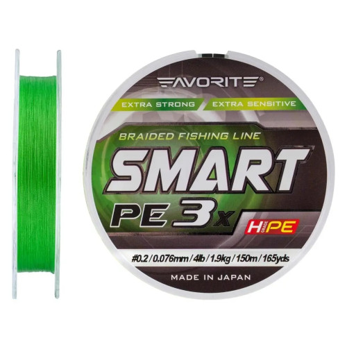 Шнур Favorite Smart PE 3x 150м 0.2/0.076mm 4lb/1.9kg Light Green (1693.10.61)