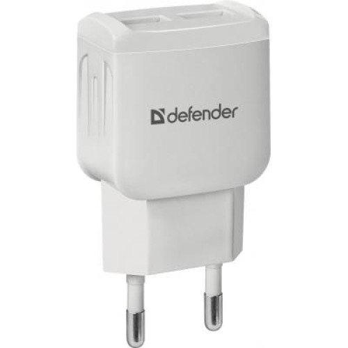 Зарядний пристрій Defender EPA-13 white, 2xUSB, 5V / 2.1A (83841)