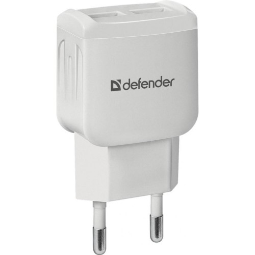 Зарядний пристрій Defender EPA-13 white, 2xUSB, 5V / 2.1A (83841)