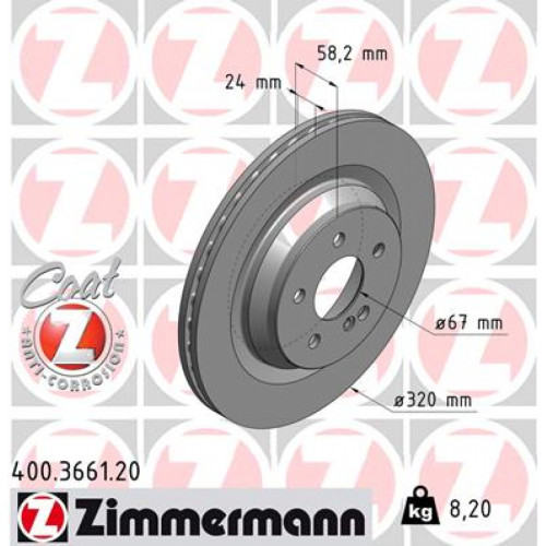 Гальмівний диск ZIMMERMANN 400.3661.20