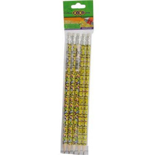 Олівець графітний ZiBi HB, with eraser, EMOTIONS, SET 5шт, blіster (ZB.2308-5)