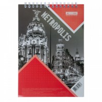 Блокнот Buromax на пружині зверху METROPOLIS, А4, 48 л., клітина, картонна о (BM.24445101-05)