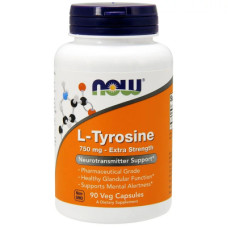 Амінокислота Now Foods L-Тирозин, L-Tyrosine, 750 мг, 90 вегетаріанських капсул (NOW-00165)