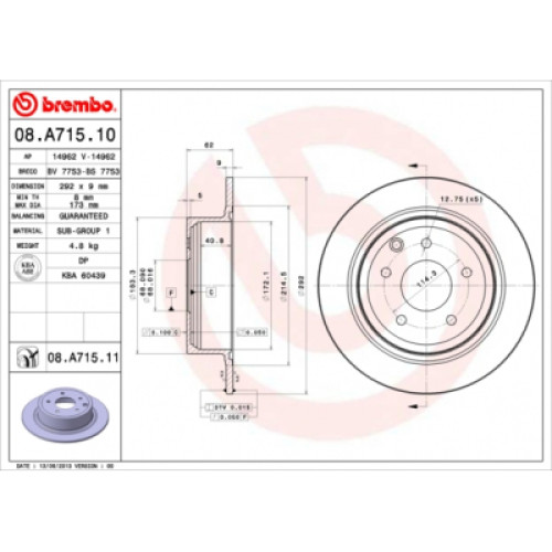 Гальмівний диск Brembo 08.A715.10