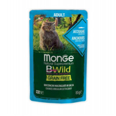 Вологий корм для кішок Monge BWild Cat Free Wet з анчоусами та овочами 85 г (8009470012775)