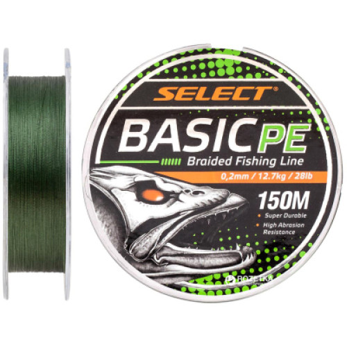Шнур Select Basic PE 150m Dark Green 0.20mm 28lb/12.7kg (1870.18.26)