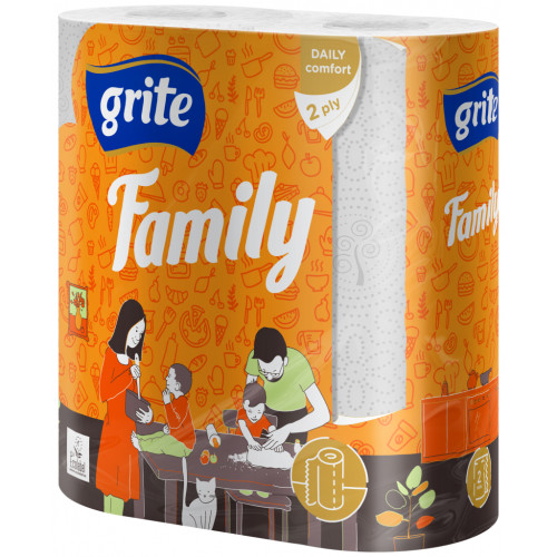 Паперові рушники Grite Family 2 шари 2 рулони (4770023348583)