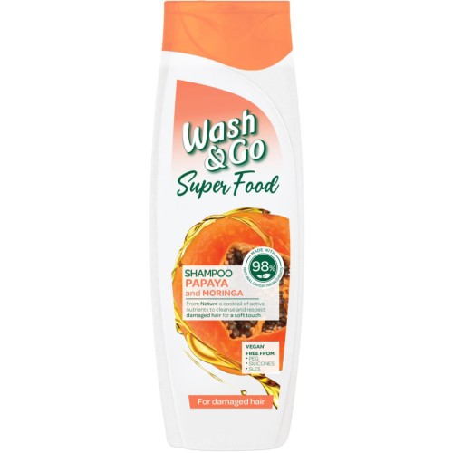 Шампунь Wash&Go Super Food з папаєю та морингою 400 мл (8008970053103)