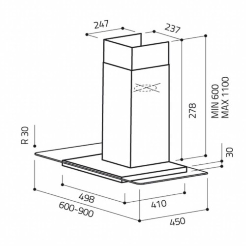 Витяжка кухонна ELICA FLAT GLASS IX A/60