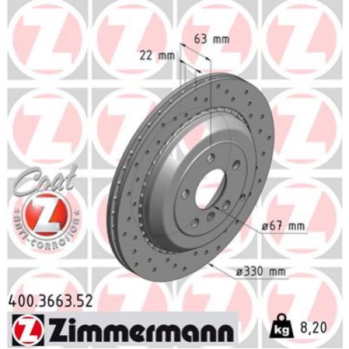 Гальмівний диск ZIMMERMANN 400.3663.52