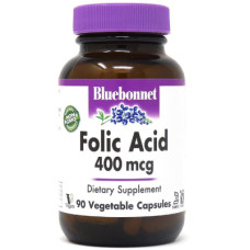 Вітамін Bluebonnet Nutrition Фолієва кислота 400 мг, Folic Acid, 90 вегетаріанських капсул (BLB0449)