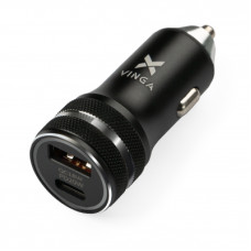 Зарядний пристрій Vinga QC3.0 + PD Quick Car Charger aluminium 36W Max black (VCCQPAC)